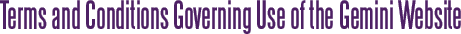 Terms and Conditions Governing Use of the Gemini Website
